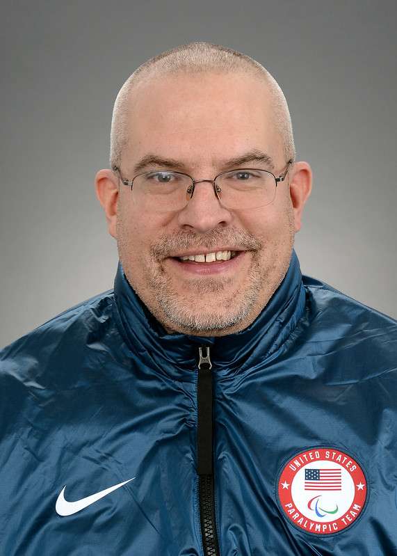 Headshot of Paralympian wheelchair curler Steve Emt in his Team USA uniform.