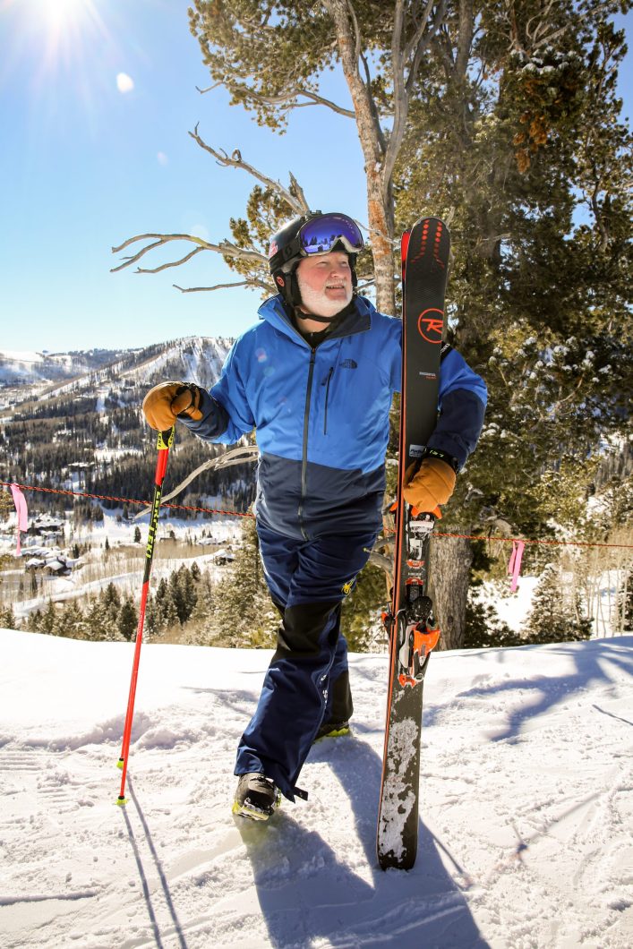 Copy of Peterson_TomKelly-11 Ski historian Tom Kelly with his skis. Photo courtesy of Tom Kelly.